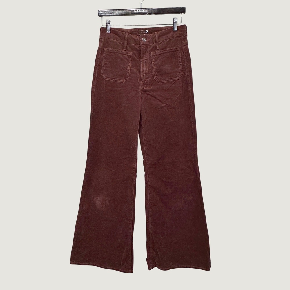 Mother The Patch Pocket Roller Skimp 27 Red Brown Corduroy Wide Leg Flare Boho